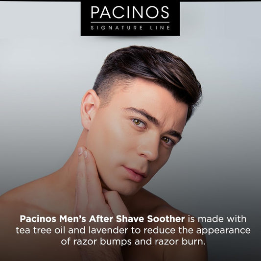 Pacinos After Shave Soother For Men - Moisturizes The Skin And Helps To Prevent Razor Bumps And Ingrown Hairs - With Soothing Lavender And Tea Tree Oil - Helps To Calm Irritating Razor Burn - 2 Oz