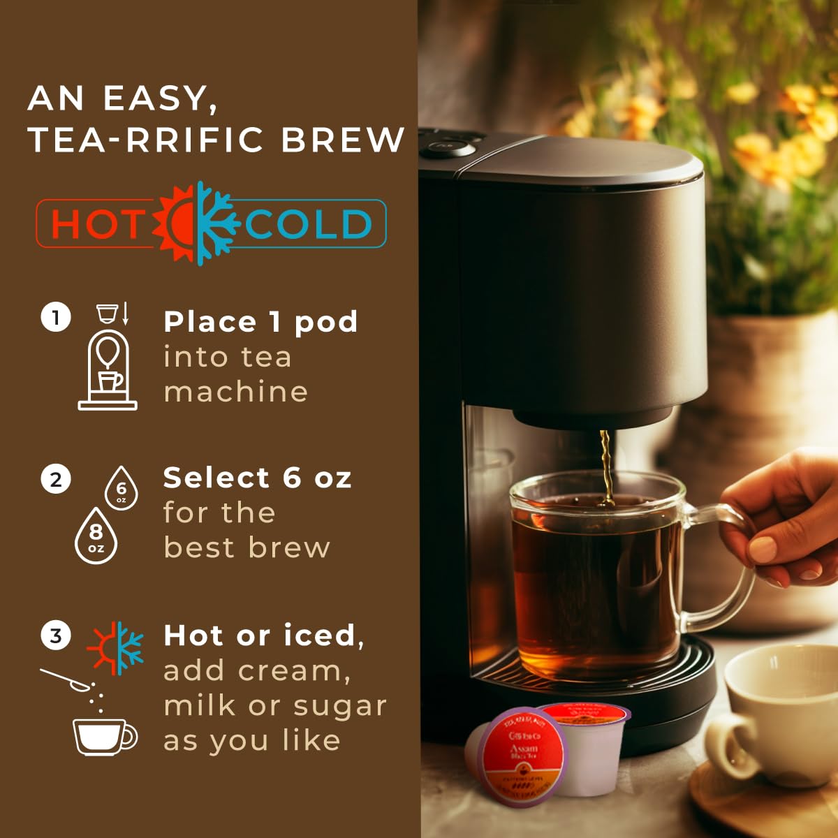 Gya Tea Co Assam Black Tea Pod (16 Ct) - High Caffeine Smooth Tea Rich In Malty Flavor & Strong Aroma For Refresh & Energy