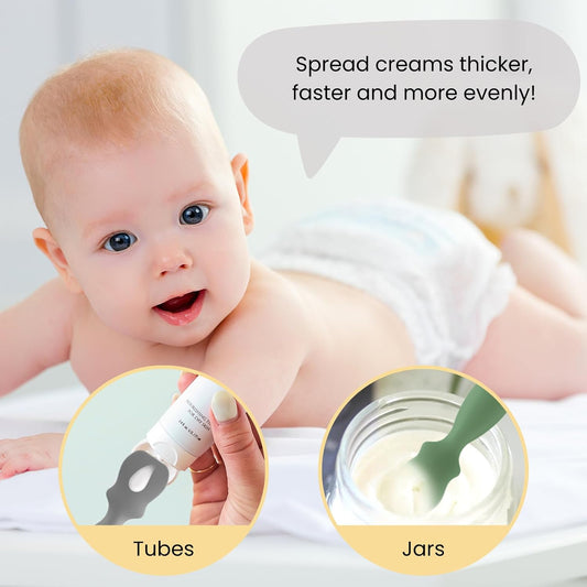 4 Pack Baby Diaper Cream Brush, Diaper Cream Spatula Applicator Silicone Baby Butt Paste Spatula for Babies, Newborn, 2 x Large Size, 2 x Small Size (2 x Blush, 2 x Sage)