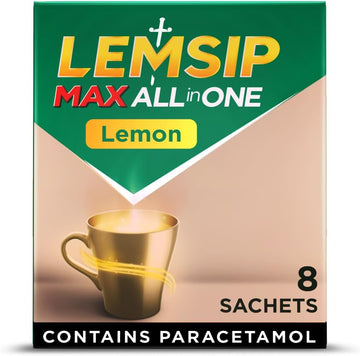 Lemsip Cold And Flu Sachets, Lemon, 8 Sachets, Cold And Flu, Headache Relief, Nasal, Chesty Cough, Sore Throat Relief, Paracetamol, Maximum Strength, Multi-Symptom Relief, Cold And Flu, Medication