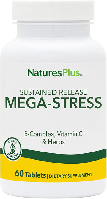 Natures Plus Mega-Complex, Sustained Release - 60 Vegetarian Tablets - B Complex, Vitamin C Supplement, Chamomile & Herbs For Natural - Gluten-Free - 60 Servings
