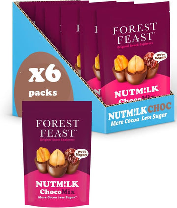 Forest Feast, Vegan Nutm!Lk Chocomix 6 X 110G | Vegan Milk Chocolate Coated Raisins, Peanuts & Corn, Sweet & Salty Snack With Nutmilk Chocolate - Dairy Free & Gluten Free Snack