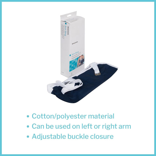 McKesson Arm Sling Shoulder Strap, Adjustable Strap, Cotton / Polyester, Small, Blue, 5 1/2 in x 14 1/2 in, 6 Count