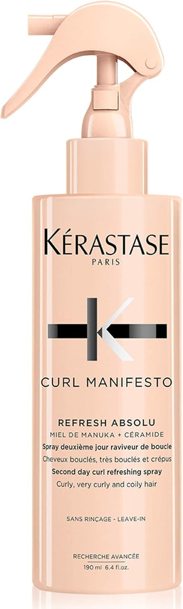 Kérastase Curl Manifesto, Curl Reactivating Spray For In-Between Washes, For Curly And Coily Hair, With Manuka Honey And Ceramide, Refresh Absolu, 190 Ml (Pack Of 2)