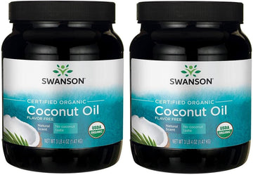 Swanson 100% Certified Organic Flavor Free Coconut Oil Cooking Baking Frying Beauty Efas Mcts 3 Lbs 6 Ounces (1.53 Kg) Solid Oil (2 Pack)