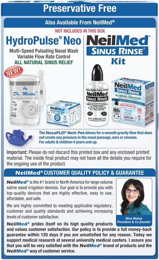 Neilmed Nasaflo Daily Nasal Hygiene 60 Premixed Packets