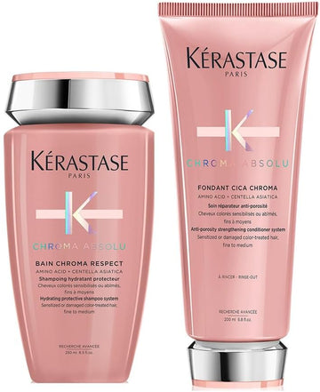 Kérastase Chroma Absolu Shampoo And Conditioner Set, 2-Step Routine For Damaged And Colour-Treated Hair, Contains Colour Protectant Shampoo & Conditioner