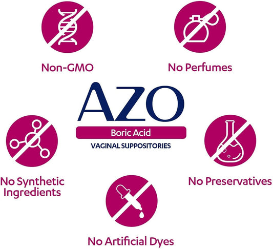 Azo Boric Acid Vaginal Suppositories 30 Ct + Azo Dual Protection 30 Ct | Feminine Balance & Urinary Health Support