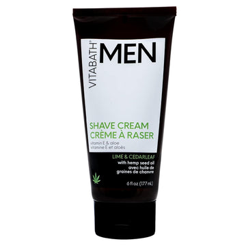 Vitabath Men'S Lime & Cedarleaf Shave Cream Super Slick Shaving Protects Against Razor Burn & Irritation - Restorative Pre-Shave Skin Moisturizer & Beard Care - Gluten-Free, Cruelty-Free - 6 Fl Oz