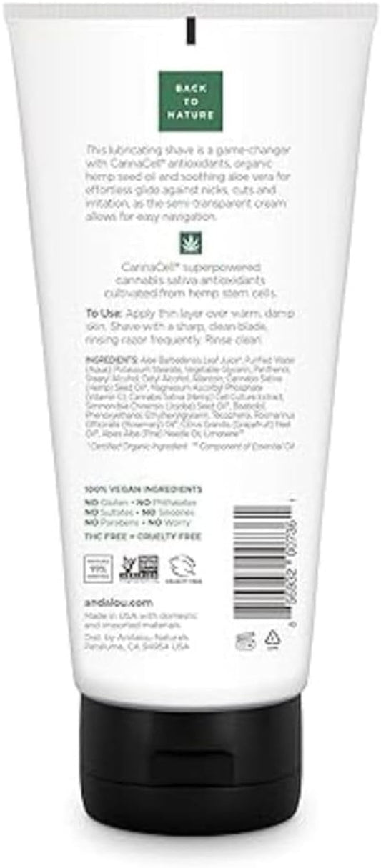 Andalou Naturals CannaCell MEN Smooth Glide Shave Cream, 6 Ounce