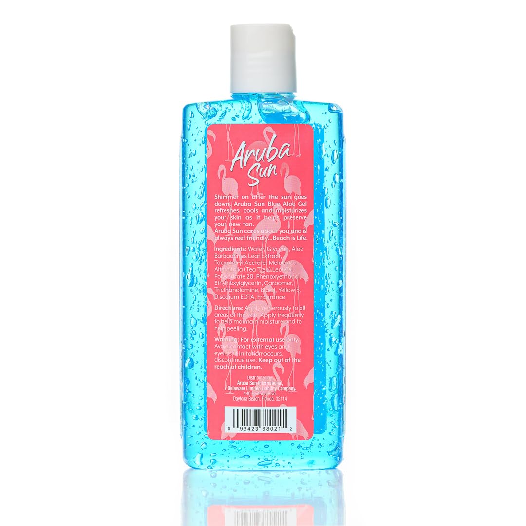After Sun Cooling Aloe Vera Blue Gel, 8 Oz, Infused With Vitamin E & Tea Tree Oil To Soothe, Calm & Hydrate Your Sunburn