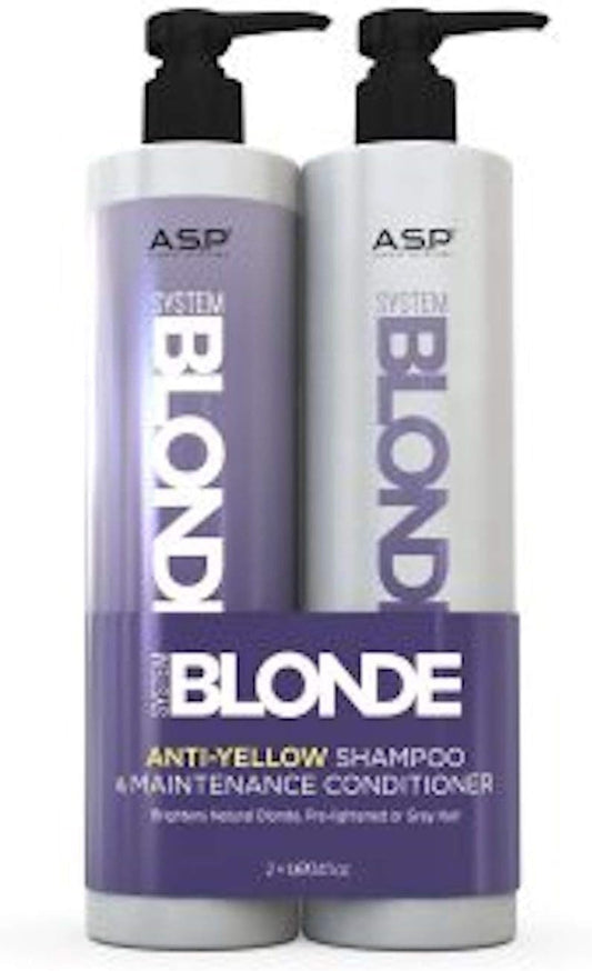Asp Luxury Haircare System Blonde Anti Yellow Shampoo And Conditioner 1 Litre Set