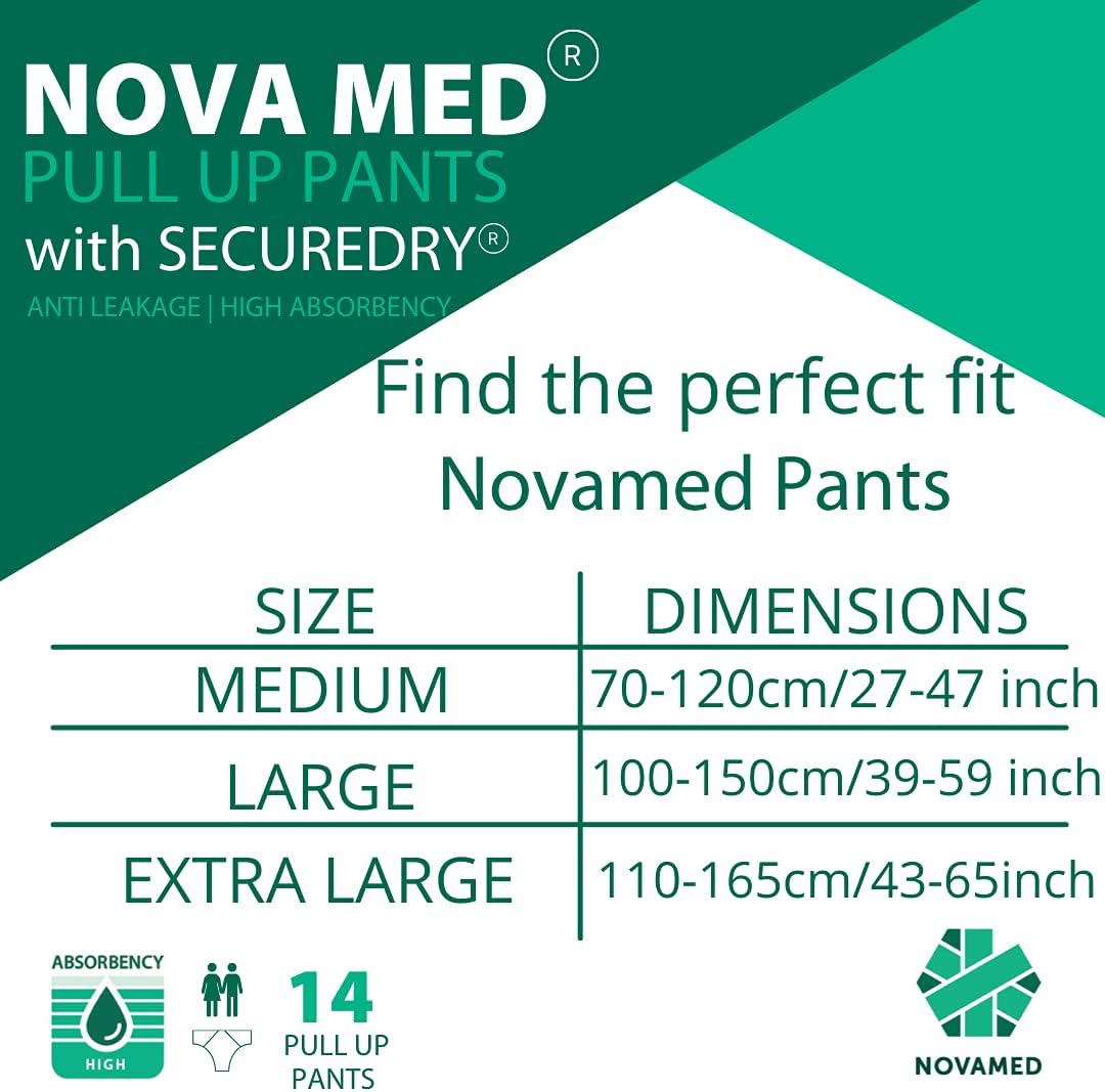 Nova med Incontinence Pants Women & Men, Adult Pull up Pants, Adult Nappies - 14 Pants per Pack (Medium) - 1700ml Absorbency - A British Brand : Amazon.co.uk