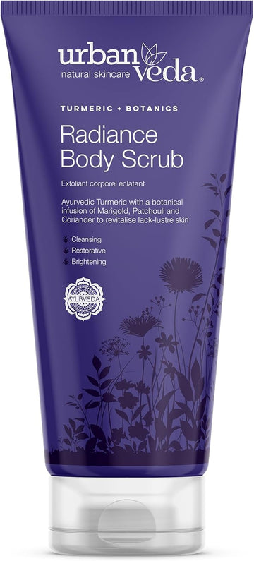 Urban Veda Radiance Body Scrub | Brightening & Exfoliating Body Scrub | For Dry & Dull Skin | Pumice And Pomegranate | Turmeric & Goji Berry | Natural Body Scrub Exfoliator For Men And Women | 200 Ml