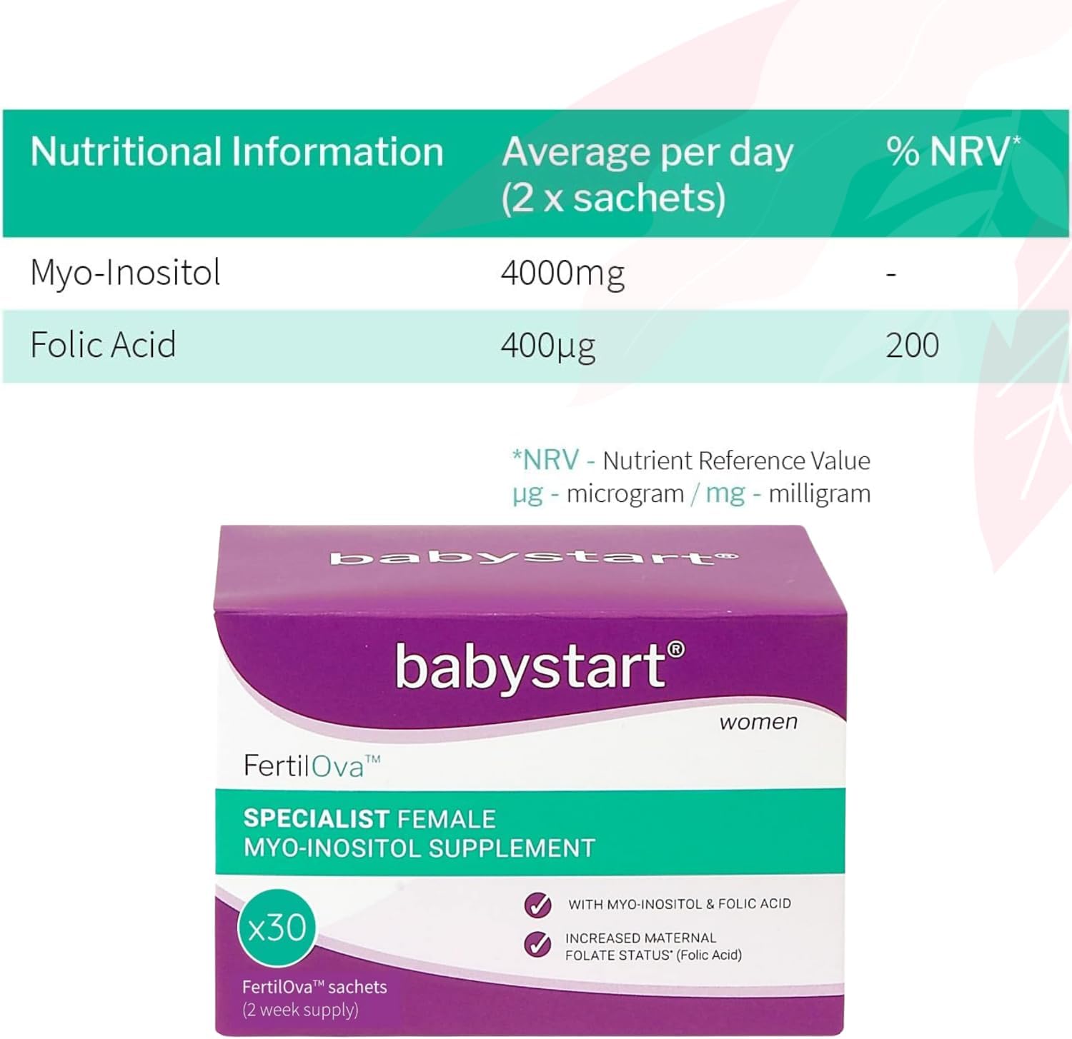 Babystart FertilOva Fertility Supplement, Help with Conception for Women - for Female use (30 sachets) : Amazon.co.uk: Health & Personal Care