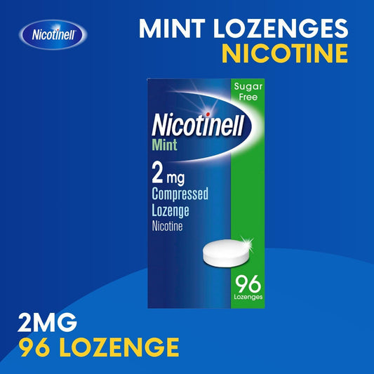 Nicotinell Nicotine Lozenge, Quit Smoking Aid, Sugar Free Mint Flavour, 2 Mg, 96 Pieces