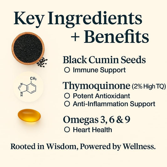 Organics Nature Black Seed Oil Capsules 1000Mg Per Serving Vegan Softgels, Hair, Skin, & Heart Support, Nigella Sativa - 100% Cold Pressed Cumin Seed Oil Capsules High Thymoquinone, Omega 3S