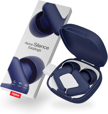 Alpine Silence Ear Plugs For Sleep, Focus & Travel - Comfortable, Travel Essential, Noise Cancelling Ear Plugs, V-Shape Snug Fit & Soft Oval Tips, 4 Sizes Xs/S/M/L, Reusable Ear Plugs - Midnight Blue