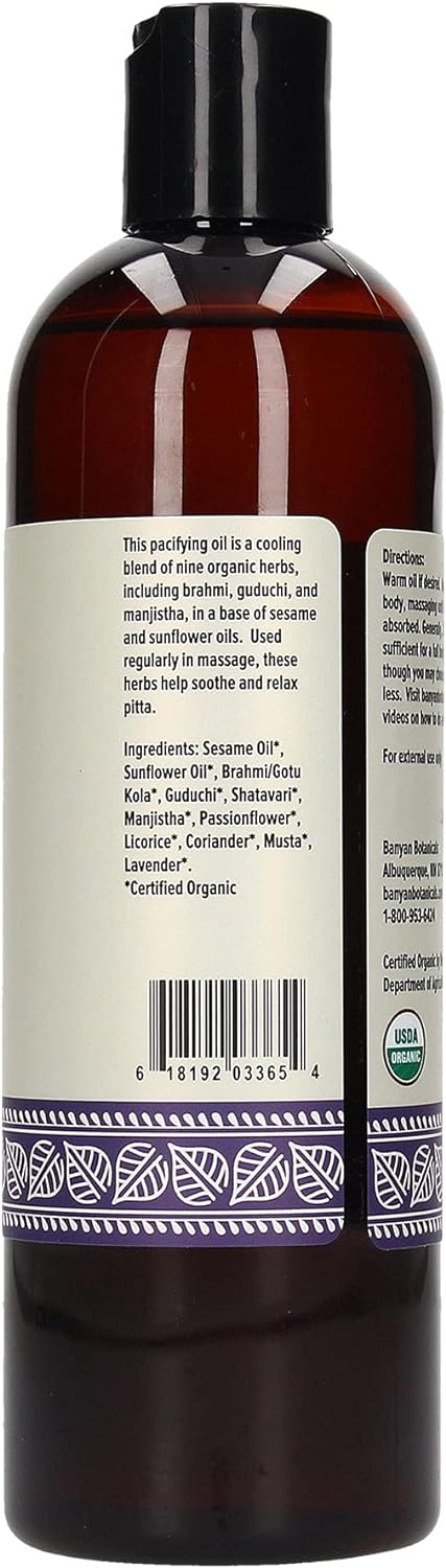 Banyan Botanicals Pitta Massage Oil  Organic Self Massage Abhyanga Oi