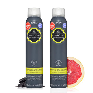 Hask Charcoal Clarifying Dry Shampoo Kits For All Hair Types, Aluminum Free, No Sulfates, Parabens, Phthalates, Gluten Or Artificial Colors (4.3Oz-Qty2)…