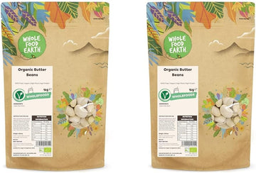 Wholefood Earth Organic Butter Beans 1Kg Gmo Free | Vegan | High Fibre | High Protein | Certified Organic