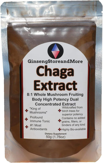8:1 Organic Chaga Mushroom Extracted From Wildcrafted Siberian Chaga Sclerotium From Nammex | >2% Beta-Glucans | Inonotus Obliquus | -Glucan For Energy, Antioxidants, Immune System