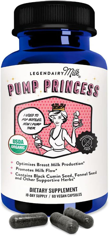 Legendairy Milk Pump Princess Lactation Supplement - Breastfeeding Supplements For Milk Supply Increase And Milkflow - Organic Black Cumin, Fennel And Dill Seeds, Fenugreek Free - 60 Capsules