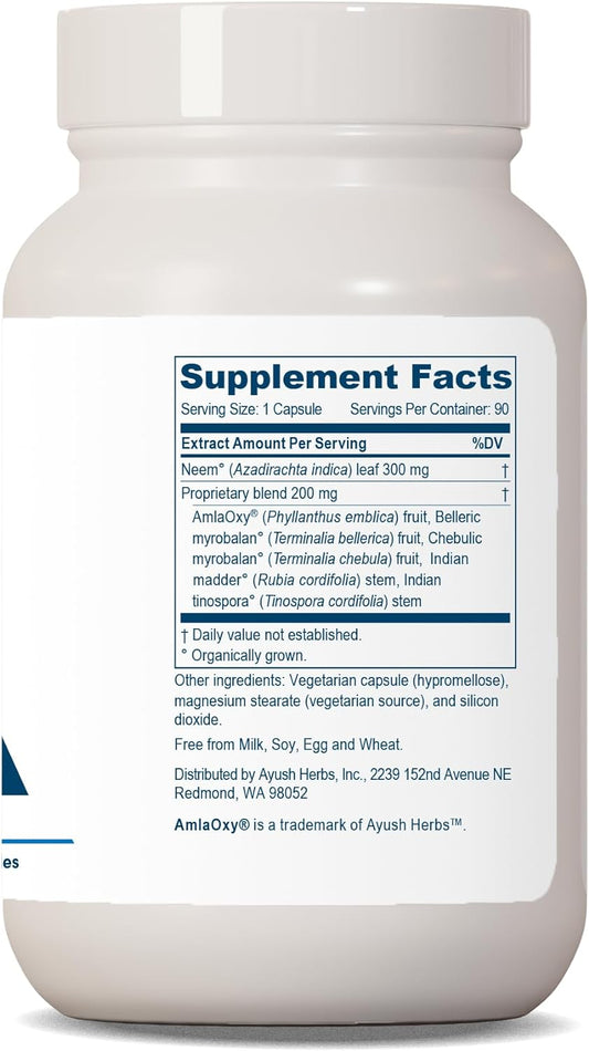 Ayush Herbs Neem Plus, Ayurvedic Skin And Digestive Support Supplement, Neem Leaf And Haritaki Herbal Supplement, 90 Vegetarian Capsules