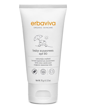 Erbaviva Organic Baby Sunscreen 2.5 Ounce - Coral Reef Safe, Natural, Uva & Uvb Protection, Water Resistant, Infused With Essential Oils