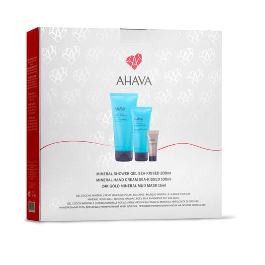 Ahava Kit For Her, Includes Sea-Kissed Mineral Hand Cream, Sea-Kissed Shower Gel, And 24K Gold Mineral Mud Mask