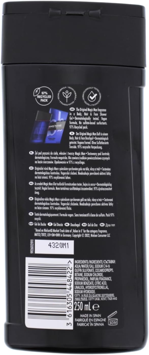 3 X Bruno Banani Magic Man 3-In-1 Shower Gel Spicy Nutmeg Fragrance 250 Ml Each