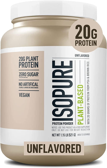 Isopure Unflavored Vegan Protein Powder, With Amino Acids, Post Workout Recovery, Sugar Free, Plant Based, Organic Pea Protein, Dairy Free, 20 Servings (Packaging May Vary)