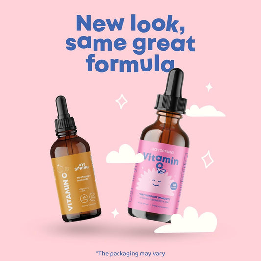 Kids Vitamin C Drops, Organic Liquid Vitamin C, Elderberry Extract With Zinc, Childrens Liquid Supplement, Immune Support, High Antioxidant Vitamin C Drops, Sugar-Free - 4 Fl Oz (60 Servings)