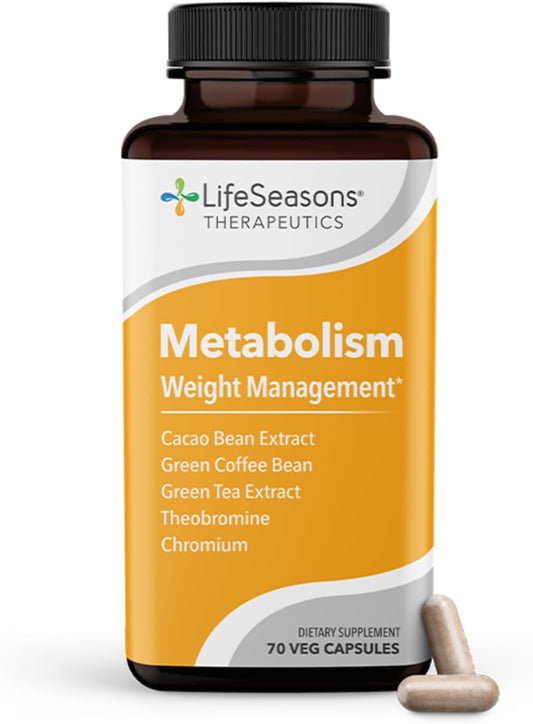 Metabolism - Weight Control Support & Energy Boosting Supplement - Natural Appetite Suppressant - Curbs Cravings - Green Tea, Coffee Bean, Chromium, Cacao & Theobromine - 140 Capsules