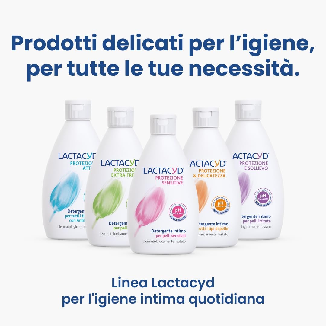 Lactacyd Sensitive Protection, Intimate Hygiene Cleanser Suitable For Sensitive Skin, With Biotechnological Lactic Acid And Cotton Extract, Pack Of 6 Pieces (6 X 300 Ml)