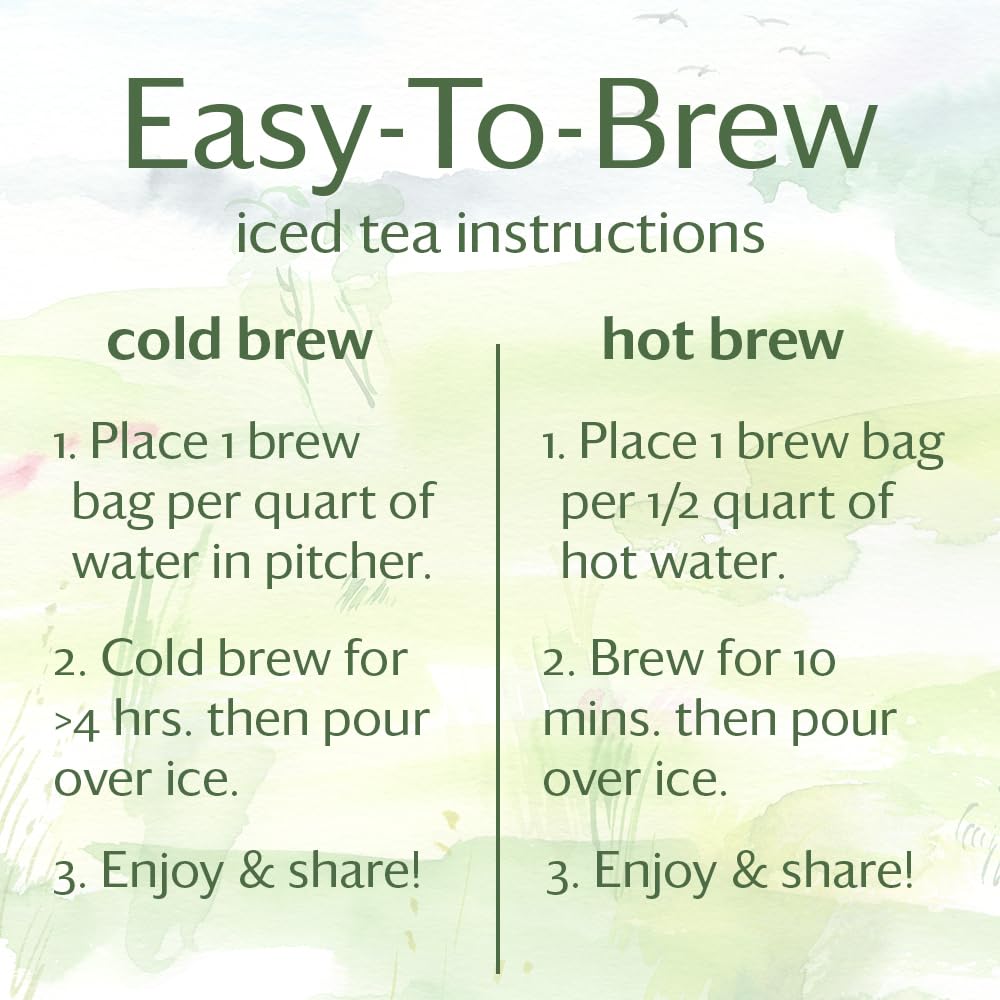 Grace Farms Spearmint Rose Organic Iced Tea (Twelve 1Qt. Brew Bags, 3 Gallons) | Refreshing And Spiced, Naturally Sweet Sugar-Free | Easy Cold Brew
