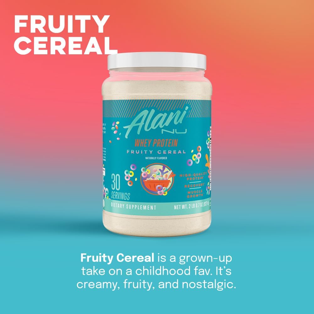 Alani Nu Whey Protein Powder Fruity Cereal | 23g Protein with Low Suga