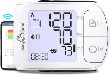 Automatic Wrist Blood Pressure Monitor: Easy@Home Bluetooth Smart Large Cuff Bp Machine | Digital Sphygmomanometer| Heart Positioning Indicator | Ios & Android App | Ebp-085