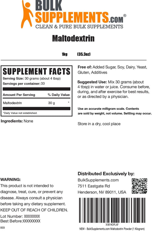 Bulksupplements.Com Maltodextrin Powder - Carbohydrate Powder - Intra