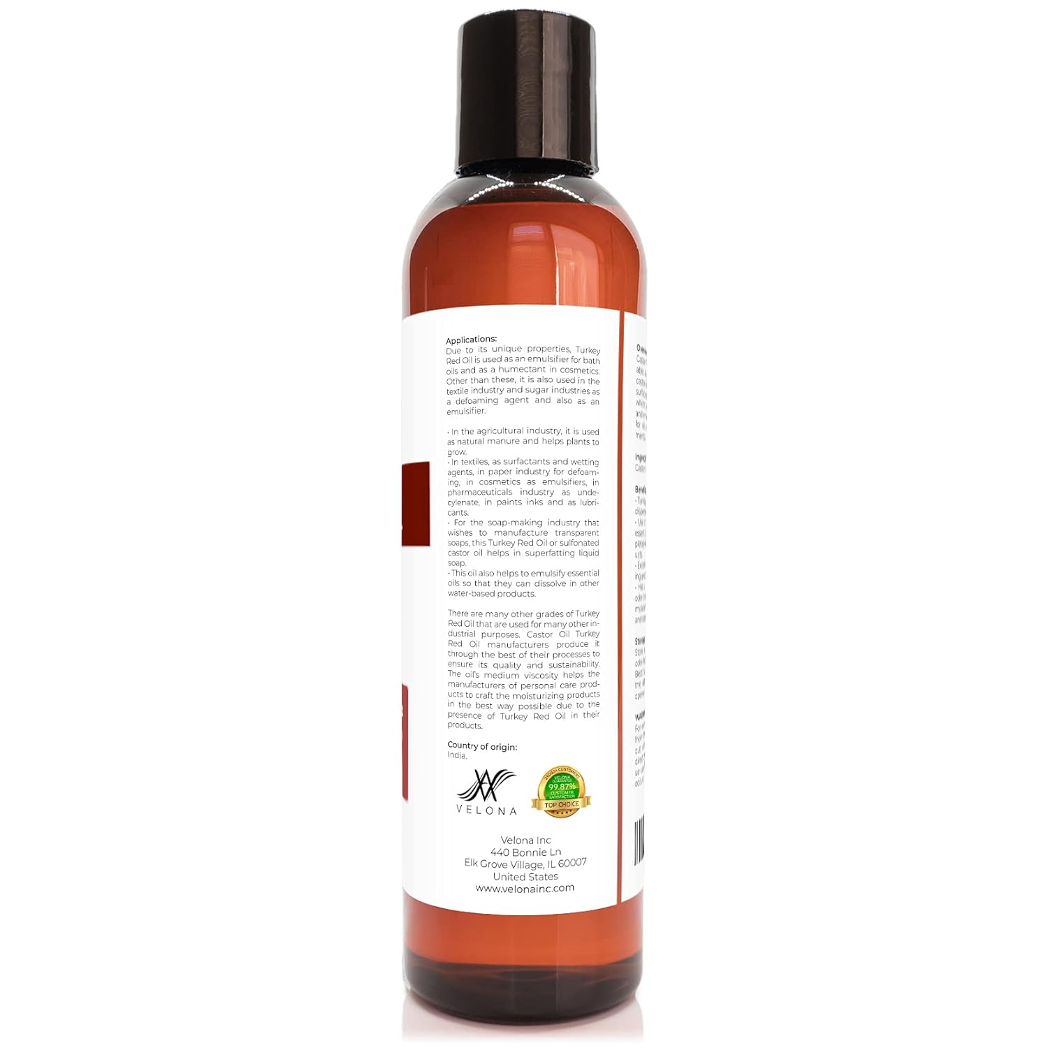 velona Castor Oil Turkey Red 8 oz | 100% Pure and Natural Carrier Oil | Cold Pressed | Hair, Body and Skin Care | Use Today - Enjoy Results : Beauty & Personal Care