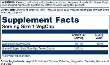 Solaray C W/Rose Hips & Acerola Two-Stage, Timed-Release, Veg Cap (Btl-Plastic) 500Mg | 100 Count | Pack Of 2
