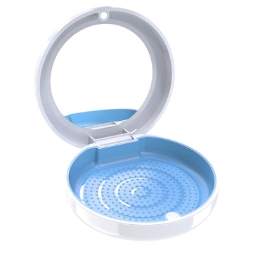 Bvn Retainer Case With Mirror Denture Case Orthodontic Dental Case, Braces Case, Mouth Guard Case, Teeth Aligner Case, Night Guard Case Container Storage Holder Blue