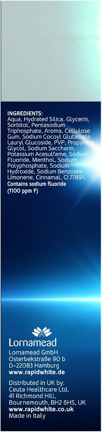 Rapid White Daily Whitening Toothpaste 100Ml | Advanced Teeth Whitening | Fast Acting & Long Lasting | Removes Stubborn Stains | Prevents Tartar & Plaque | Includes Fluoride | Mint Flavour