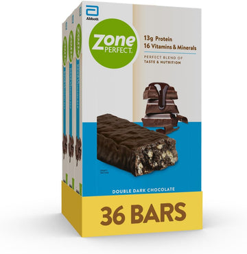 Zoneperfect Protein Bars, 12G Protein, 18 Vitamins & Minerals, Nutritious Snack Bar, Double Dark Chocolate, 36 Bars