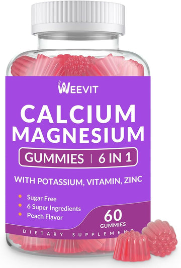Sugar Free Calcium Gummies Supplement 600Mg, Calcium Magnesium Zinc Gummies With Vitamin D3, Potassium, High Absorption Calcium Gummy For Bone, Teeth & Muscle