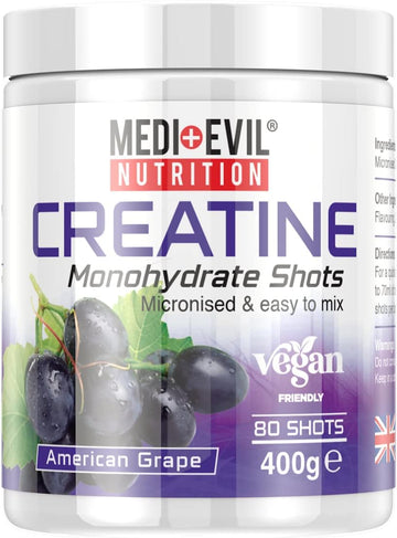 Medi-Evil Nutrition Creatine Monohydrate Shots Powder Form 400G (American Grape)