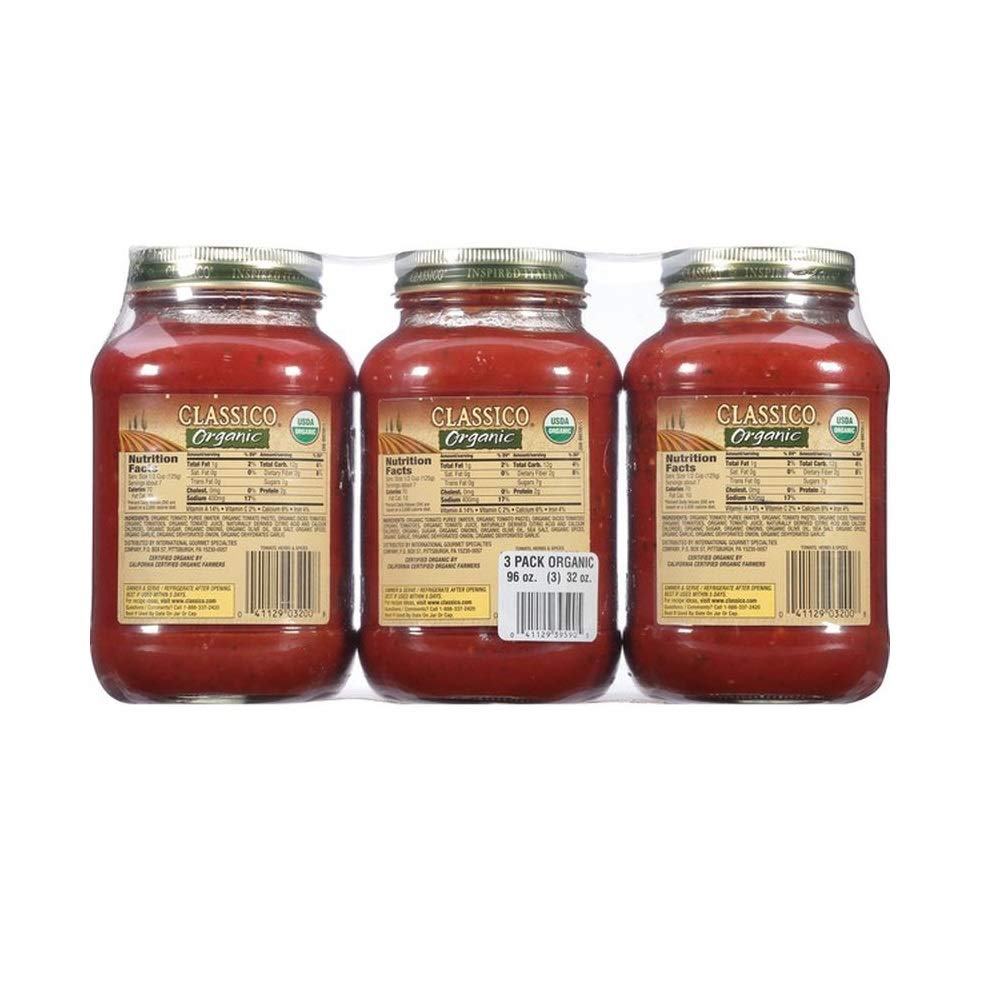 Classico Organic Pasta Sauce Organic 3 Ct 32 Oz : Grocery & Gourmet Food