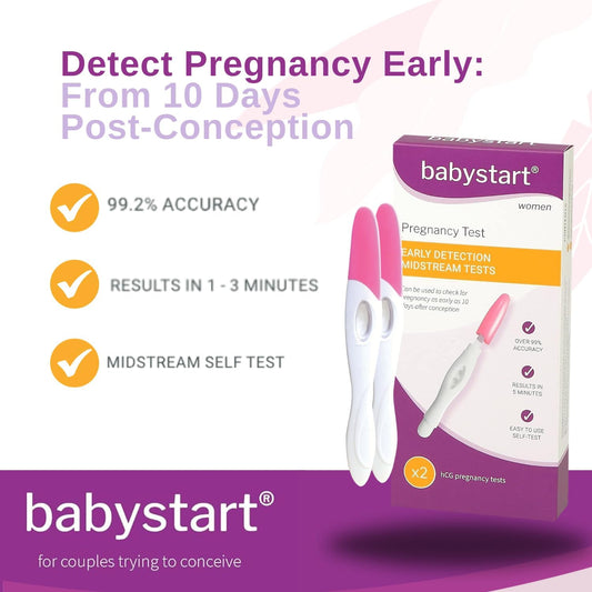 Early Detection Pregnancy Test Kit By Babystart For Easy At Home Accurate Pregnant Test Results In 1 Minute - Simple To Use Self Testing For Women, 2 Pack