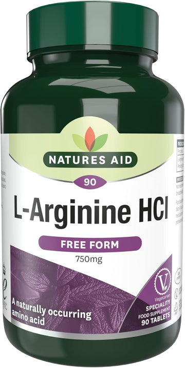 Natures Aid L-Arginine Hci 750Mg – High Strength Amino Acid Tablets – Supports Blood Flow, Muscle Recovery, Energy & Performance – Vegan, Gluten Free, Non-Gmo – 90 Tablets