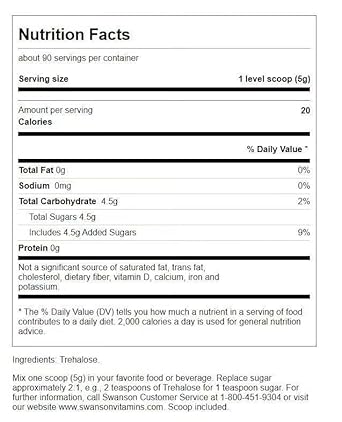 Swanson 100% Pure Trehalose 16 Ounce (1 Lb) (454 G) Pwdr 3 Pack